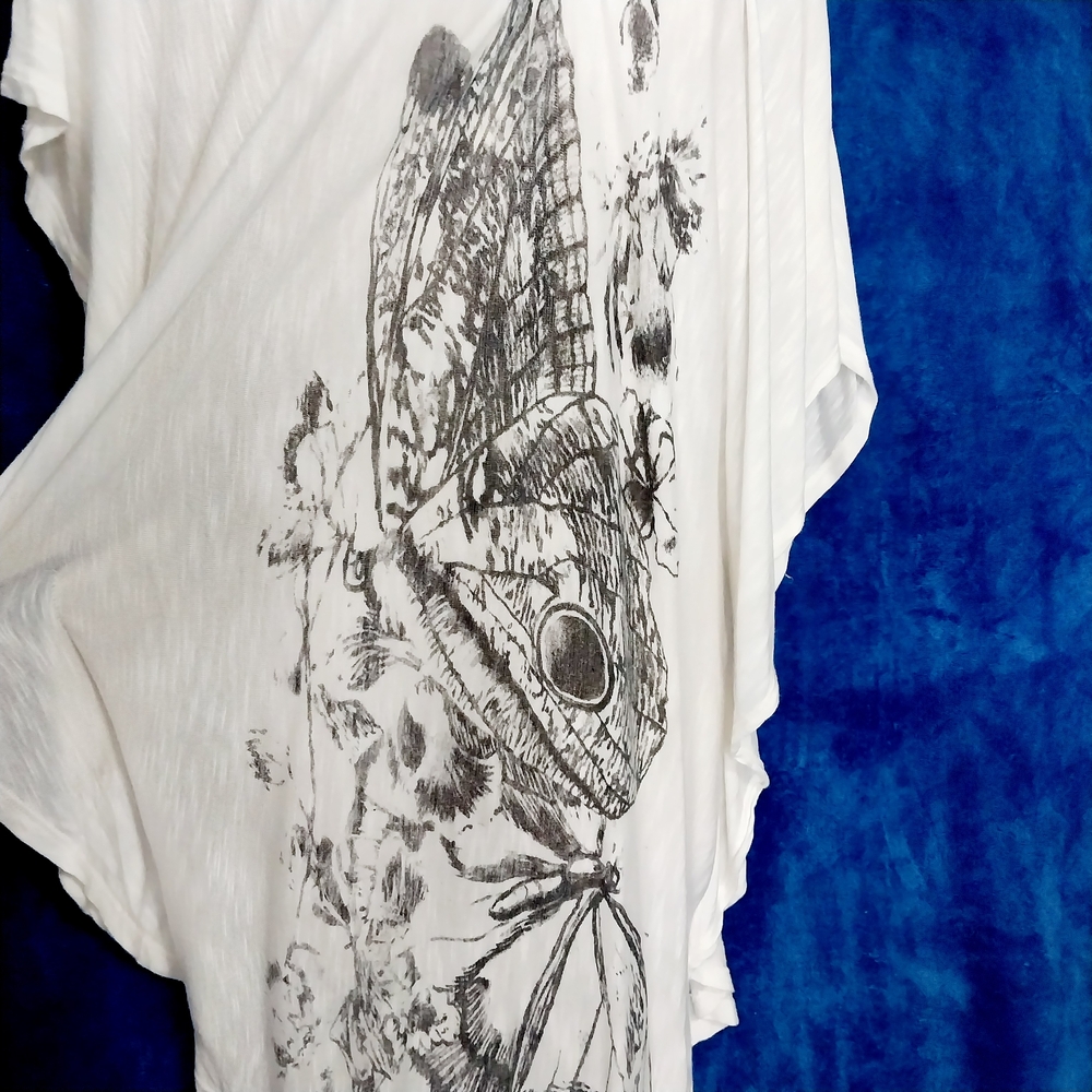 🔵BOGO FREE🔵 L8ter Butterfly Tunic Top Rayon Sz L - Picture 2 of 6